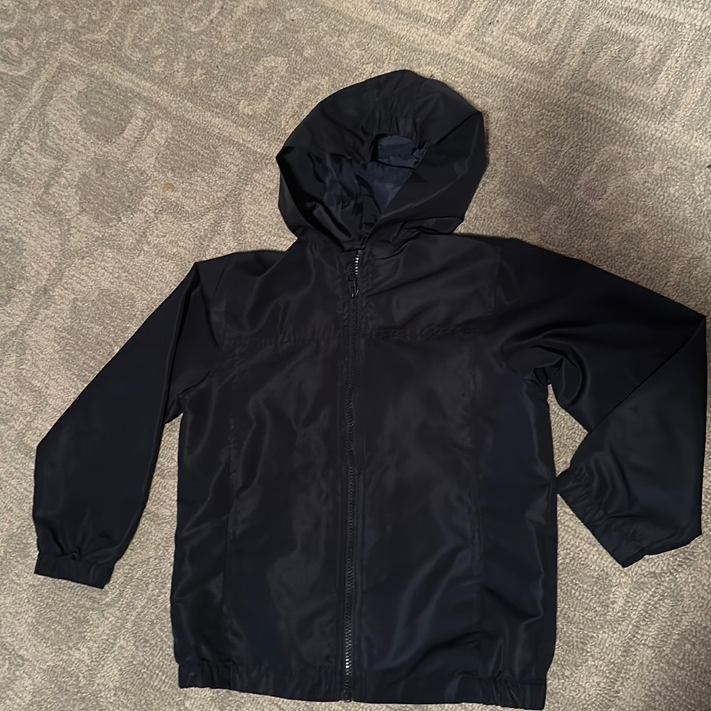 Nautica Boys Size S/P 8 Navy Blue windbreaker, rain jacket with hood
